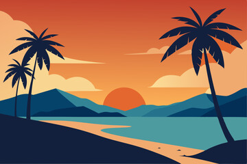 tropical beach with palm trees