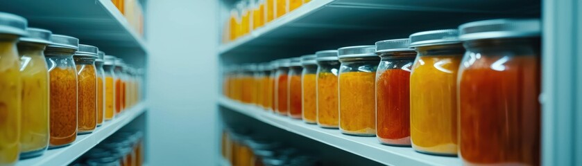 Harvesting Flavor Preserved Jars of Colorful Goodness Kitchen Pantry Food Photography Bright Environment Close-Up View