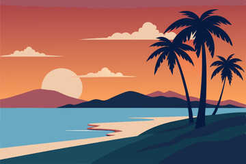 tropical beach with palm trees