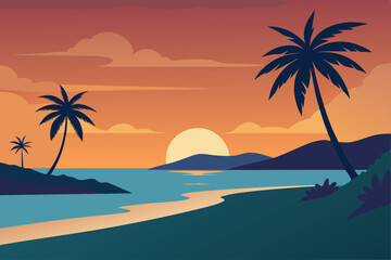 Fototapeta premium tropical beach with palm trees