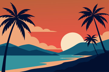 Fototapeta premium palm trees on the beach