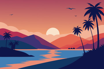 tropical beach with palm trees