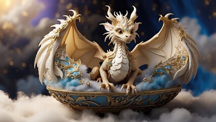 Adorable Baby Dragon Playing with a Ball – Chinese New Year Themed Wallpaper