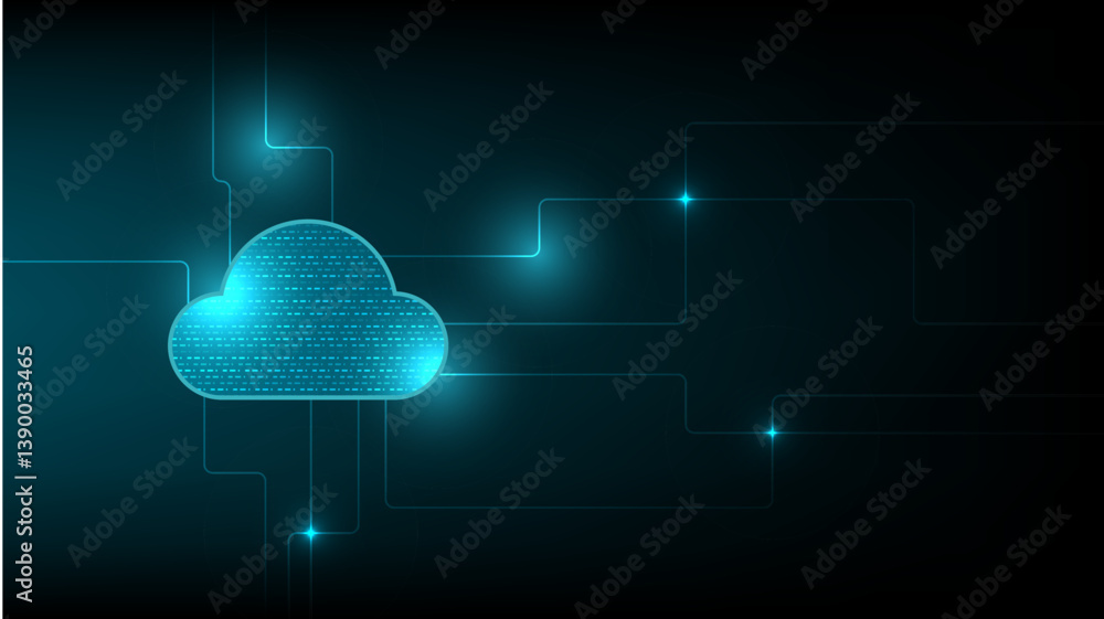Aufkleber computer network technology concept on storage. modern cloud of the future. big data storage on dark