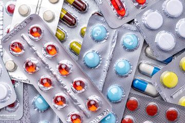 Variety of medicines and drugs.Medicine and healthcare concept.Variety of medicines and...