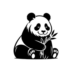 Panda Silhouette - Minimalist Panda Silhouette - Illustration of Panda - Wildlife Nature Silhouette.