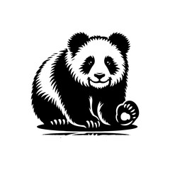 Panda Silhouette - Minimalist Panda Silhouette - Illustration of Panda - Wildlife Nature Silhouette.