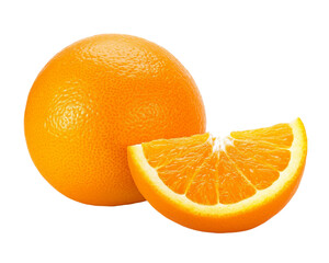 Orange fruit and slices on Png Format and Transparent Background