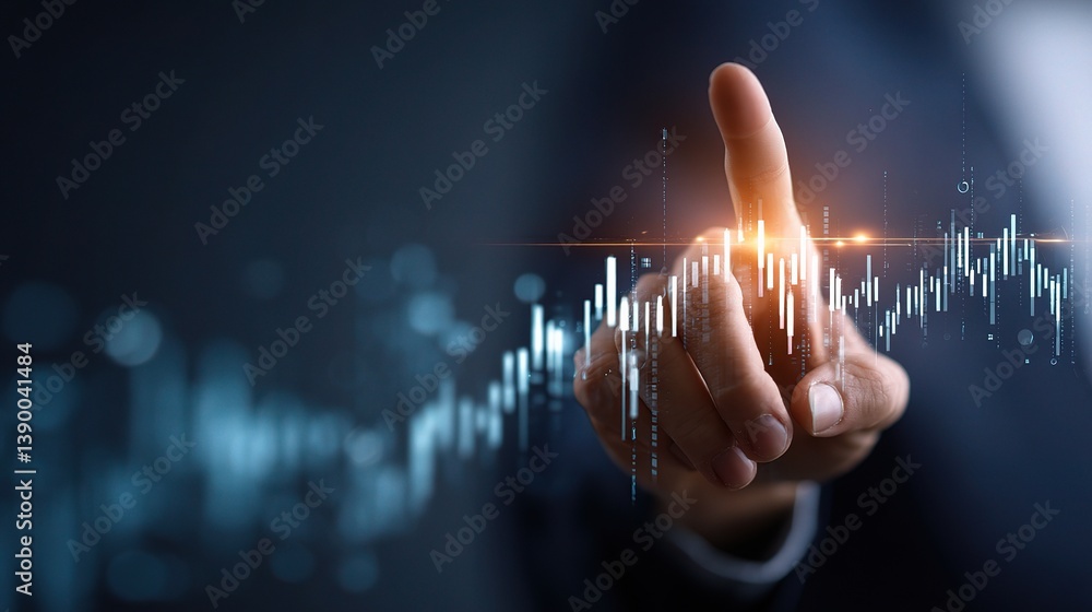 Poster digital business disruption concept with touchscreen data visualization