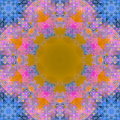 Abstract pattern, multi-colored kaleidoscope from photos modern buildings and houses