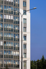 Cityscape on a summer day, modern buildings and houses 