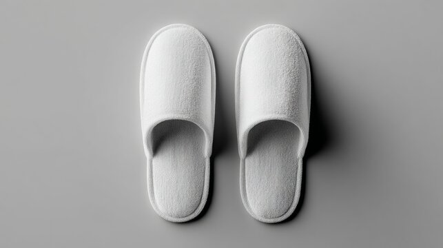 Mockup of minimalist white slippers for home design and comfort display. Design mockup