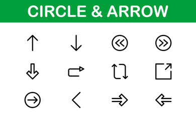 Modern Circle and Arrow Icon Set Vector Illustration. Featuring Dynamic Shapes and Directional Symbols Perfect for Navigation and Flow Designs.