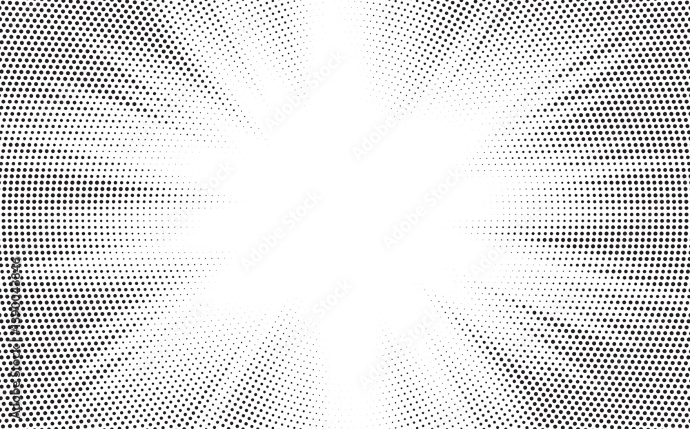 Leinwandbilder Halftone gradient sun rays pattern. Abstract halftone vector dots background. monochrome dots pattern. Vector background in comic book style with sunburst rays and halftone. Retro pop art design.