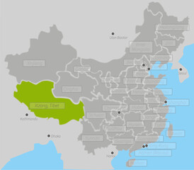 china map xizang tibet 250307