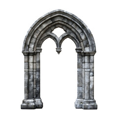 Gothic Stone Archway Isolated  on transparent background , png , cutout With Detailed Texture