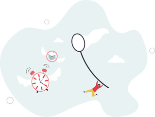 Lack of time or running out of time, countdown for work project deadline or time is valuable thing in life concept.flat character life .