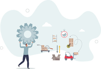 Inventory management and logistic work from warehouse . Stock supply and storage order effective planning for shipping .flat character life .