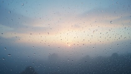 Obraz premium Rainy morning sunrise window view nature photography soft lighting atmospheric conditions tranquil scene for relaxation