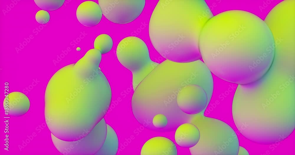 Aufkleber Abstract 3d art background with vibrant spheres floating. liquid blobs. soap bubbles.