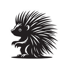 Porcupine Silhouette - Minimalist Porcupine Vector - Illustration of Porcupine - Wildlife silhouette.