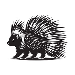 Porcupine Silhouette - Minimalist Porcupine Vector - Illustration of Porcupine - Wildlife silhouette.