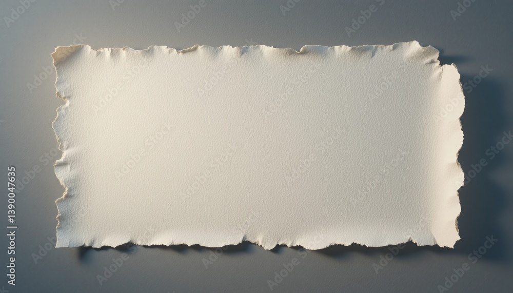 Poster creative display of torn edged paper minimalist studio textural art clean setting close-up perspecti