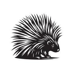 Porcupine Silhouette - Minimalist Porcupine Vector - Illustration of Porcupine - Wildlife silhouette.