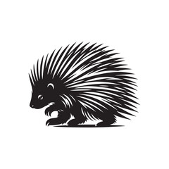 Porcupine Silhouette - Minimalist Porcupine Vector - Illustration of Porcupine - Wildlife silhouette.