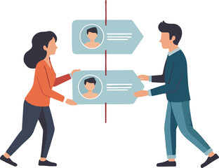 Man and Woman Assigning Tasks — Team Collaboration Icon
