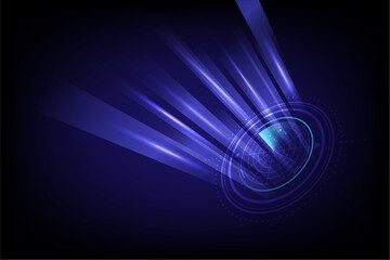 Abstract technology concept Radar perspective triangle and scan beam blue circle line light glow