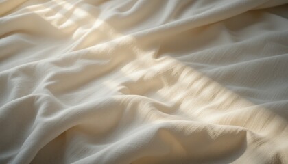 Obraz premium Flowing white fabric under soft light bedroom setting photography calm atmosphere close-up view texture visualization