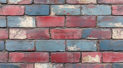 Multicolored, weathered brick wall