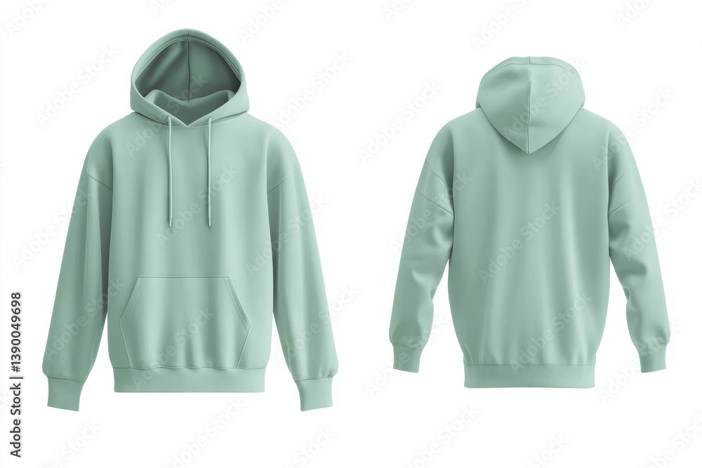 Aufkleber Stylish mint green hoodie displayed from multiple angles showing front and back views