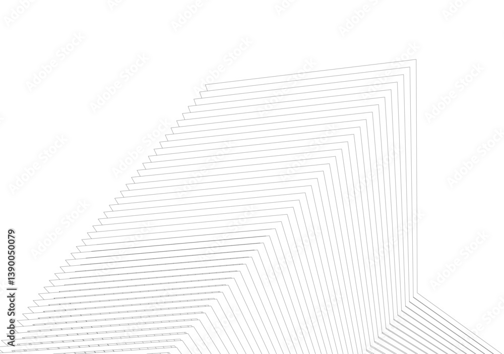 Poster minimalist abstract line art - geometric architecture and futuristic design - vector illustration