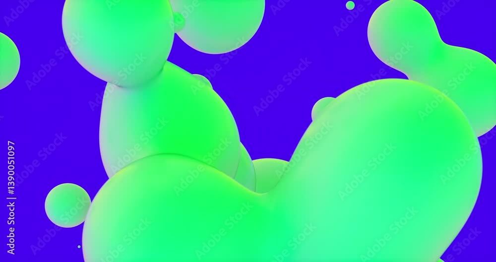 Aufkleber Abstract 3d art background with vibrant spheres floating. liquid blobs. soap bubbles.