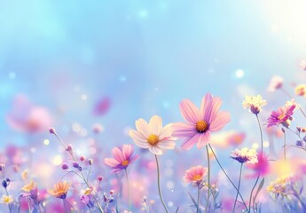 Fototapeta premium pink flowers in the field