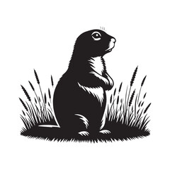 Prairie Dog Silhouette - Minimalist Prairie Dog Vector - Illustration of Prairie Dog .