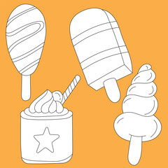 Black & White Ice Cream Clipart Set: Hand-drawn Ice Cream Doodles: Cartoon Ice Cream Illustrations