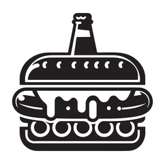 Sausage fast food vector illustration outline, silhouette on white background