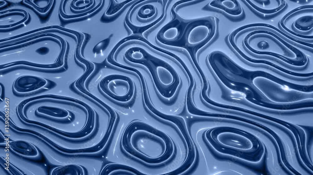 Poster seamless 4k animation of a viscous, black liquid surface with abstract wavy patterns. perfect for sc