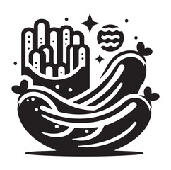 Sausage fast food vector illustration outline, silhouette on white background