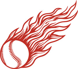baseball ball with simple flame. Baseball softball ball vector illustration with hot rod flames. Baseball ball on fire