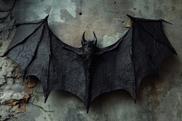 Naklejka premium Demonic bat wings, sharp edges, gothic horror aesthetic