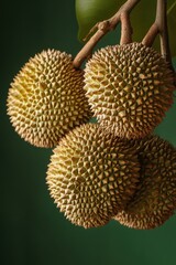 Close-up of durian fruit, isolated in studio light setup