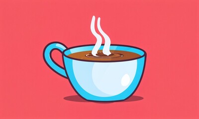 Warm cup of coffee with steam on a vibrant background showcasing a cozy moment of relaxation and enjoyment