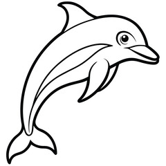 Jumping dolphin vector illustration on white background