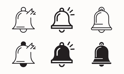 Notification and Alert Icon Collection in Multiple Styles – Bell, Reminder, and Communication Symbols for Mobile App, Web UI, and User Experience Design