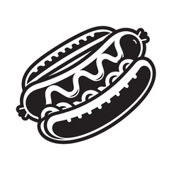 Sausage fast food vector illustration outline, silhouette on white background