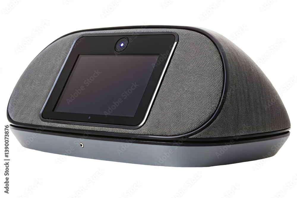 Poster stylish smart speaker with a sleek design isolated with transparent background